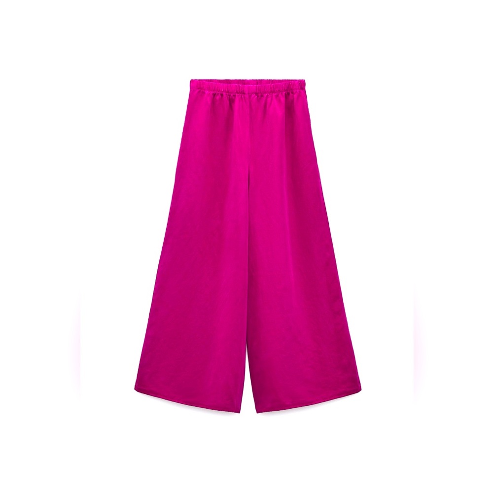 ZARA Linen Blend Wide Leg Pants